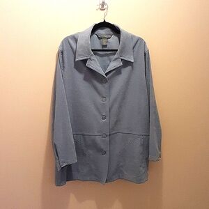 JESSICA HOLBROOK BLUE FAUX SUEDE JACKET SIZE:  1X